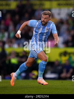 Matthew Godden von Coventry City während des Vorsaison-Freundschaftsspiels im New Lawn Stadium, Nailsworth. Bilddatum: Dienstag, 18. Juli 2023. Stockfoto