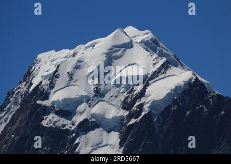 Gipfel des Mt Cook. Höchster Berg der südlichen Alpen, Neuseeland Stockfoto