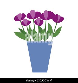 Flache Blumen in Vase Stock Vektor