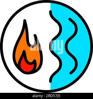 Ayurveda-Farbvektordarstellung. Ayurvedische Körpertypen, Symbole von Dosha pitta. Ganzheitliche infografik zu indien. Gesunder Lebensstil. Harmonie mit der Natur. Stock Vektor