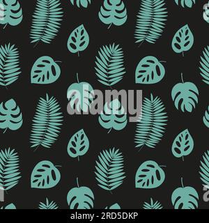 Tropische Blätter mit nahtlosem Muster Stock Vektor