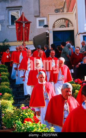 Prozession Festa di San Constanzo, Piazetta di Capri, Insel Capri, Kampanien, Italien Stockfoto