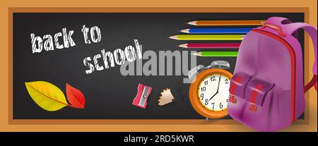 Back-to-School-Bannerdesign mit Rucksack Stock Vektor
