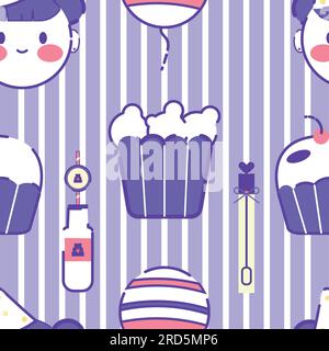 Nahtloser Musterhintergrund mit Geburtstagssymbolen Vector Stock Vektor