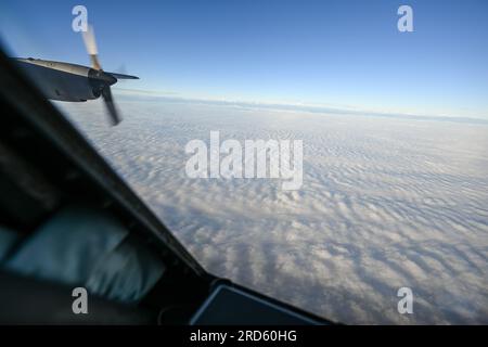 USA Citizen Airmen im 934. Airlift Flügel, Minneapolis-St. Paul Air Reserve Station, Minnesota, führt während der Übung Resolute Sentinel 23, 17. Juli 2023, aus Talara, Peru, Lufttransportoperationen in einem C-130H-Herkules-Flugzeug durch. Reserve Citizen Airmen sind entscheidend für den militärischen Erfolg unserer Nation insgesamt, wenn es darum geht, unser Heimatland vor Peer- und Near-Peer-Bedrohungen zu schützen und dazu beizutragen, dass die Militärs unserer Partnerländer die Unterstützung der Vereinigten Staaten erhalten, wenn sie sie benötigen. (USA Air Force Photo von Master Sgt. Corban Lundborg) Stockfoto