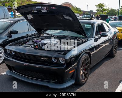 Ein Dodge Challenger Hellcat auf einer Automesse in Homestead, Pennsylvania, USA Stockfoto