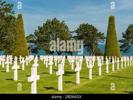 Amerikanischer Friedhof und Denkmal der Normandie in Colleville-sur-Mer in Frankreich. Stockfoto