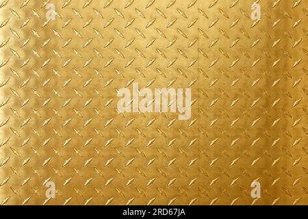 Goldmetallstruktur mit Diamantprägung. goldener metallischer Hintergrund Stockfoto