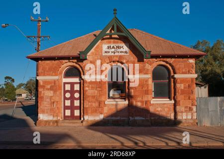 Old Bank of New South Wales Gebäude in Austin Street, in der Stadt Cue (Pop:178), Western Australia Stockfoto