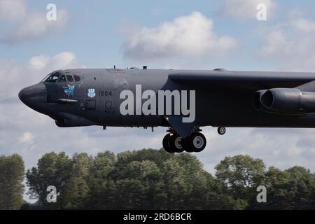 B-52 Stratofortress landet bei RIAT Fairford 2023. Stockfoto