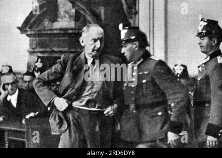 Witzleben, Erwin von, 4.12.1881 - 8,8.1944, deutscher General, Prozess vor dem Volksgericht, Berlin, 7,8. - 8,8.1944, NUR REDAKTIONELLE VERWENDUNG Stockfoto