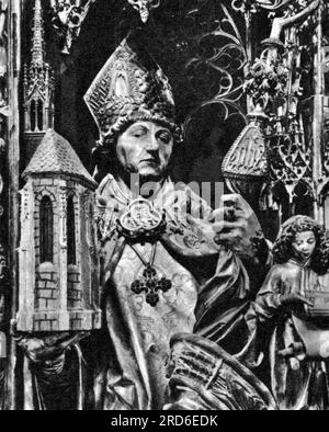 Wolfgang, circa 924 - 31.10.994, Heiliger, Bischof von Regensburg, Skulptur, KÜNSTLERRECHT MUSS NICHT GEKLÄRT WERDEN Stockfoto