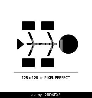 Fischgrätendiagramm Schwarzes Glyphensymbol Stock Vektor