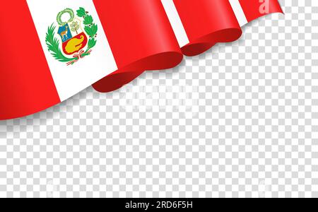 Welle 3D Flagge von Peru isoliert auf transparentem Hintergrund. Patriotische peruanische Nationalflagge. Vektordarstellung Stock Vektor