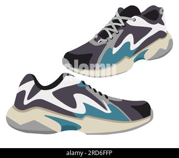 Modernes Design von Sneakers mit Schnürsenkelvektor Stock Vektor