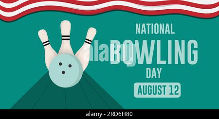 National Bowling Day 12. August Feiertagskonzept. Poster Banner Design Vektordarstellung. Stock Vektor