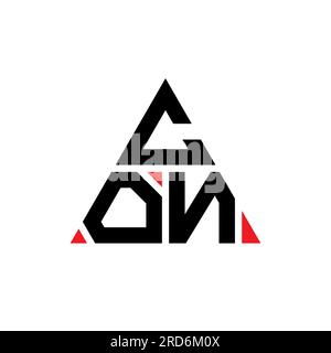 LOGO mit DREIECKSBUCHSTABEN in Dreiecksform. MONOGRAMM mit DREIECK-Logo. KON Dreieck-Vektor-Logo-Vorlage mit roter Farbe. TRIANGUL Stock Vektor
