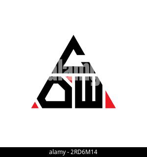 DREIECKIGES KUHLOGO in Dreiecksform. MONOGRAMM mit KUHDREIECK-Logo. LOGOVORLAGE FÜR COW-Dreieck-Vektor in roter Farbe. KUHTRIANGUL Stock Vektor