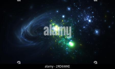 Unglaubliche Galaxie aus riesigen Sternen im Weltraum. Grenzenloses Universum, Gasnebel im Weltraum. 3D-Rendern Stockfoto