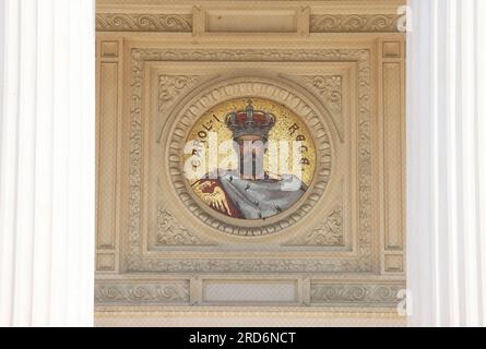 Das rumänische Athenaeum, Bukarests renommierter Konzertsaal, ein architektonisches Juwel und Heimat von George Enescus Philhamonic. Stockfoto