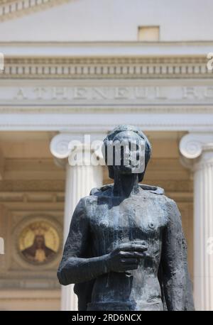 Das rumänische Athenaeum, Bukarests renommierter Konzertsaal, ein architektonisches Juwel und Heimat von George Enescus Philhamonic. Stockfoto