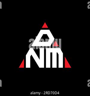 DNM-Logo mit dreieckigem Buchstaben in Dreiecksform. Monogramm mit DNM-Dreieck-Logo. Vorlage für DNM-Dreieck-Vektor-Logo in roter Farbe. DNM Triangul Stock Vektor
