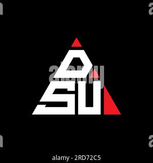 DSU-Logo mit dreieckigem Buchstaben in Dreiecksform. DSU-Dreieck-Logo-Monogramm. DSU-dreieckige Vektorvorlage mit roter Farbe. DSU Triangul Stock Vektor