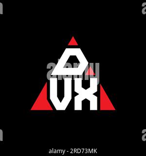DVX-Logo mit Dreiecksbuchstaben und Dreiecksform. Monogramm mit DVX-Dreieck-Logo. DVX-Dreieck-Vektor-Logo-Vorlage mit roter Farbe. DVX Triangul Stock Vektor