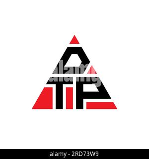 DTP-Logo mit dreieckigem Buchstaben in Dreiecksform. DTP-Dreieck-Logo-Monogramm. DTP-dreieckige Vektorvorlage mit roter Farbe. DTP Triangul Stock Vektor