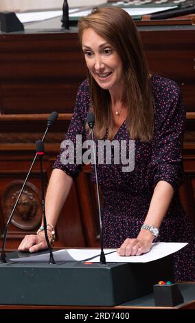 Brüssel, Belgien. 19. Juli 2023. Defi's Sophie Rohonyi, abgebildet auf einer Plenarsitzung der Kammer im Bundesparlament in Brüssel am Mittwoch, den 19. Juli 2023. BELGA FOTO BENOIT DOPPAGNE Kredit: Belga News Agency/Alamy Live News Stockfoto