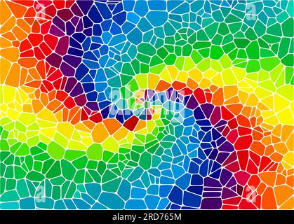 Abstrakter Buntglashintergrund, farbige Elemente im Regenbogenspektrum angeordnet Stock Vektor