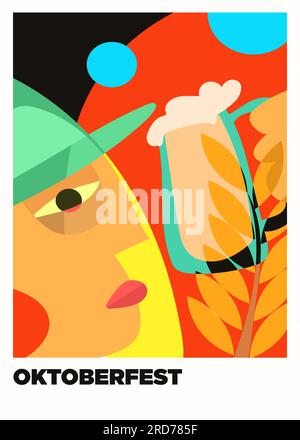 Abstrakte traditionelle bayerische Plakatvektorillustration für das oktoberfest Stock Vektor