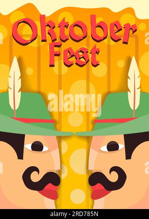 Abstrakte bayerische Männer von Angesicht zu Angesicht mit fettem Text für oktoberfest-Poster-Vektor-Illustration Stock Vektor