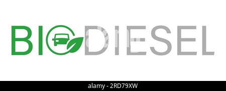 Biodiesel Biofuel-Symbol Logo Auto und Blattgrün umweltfreundlich Stock Vektor