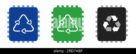 Recycling von Chips umweltfreundliches Etikett für IT Electronic Microchip Produktsymbol Logo-Symbol Stock Vektor
