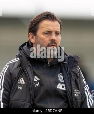 Cove Rangers FC, Balmoral Stadium, Cove, Aberdeen, Großbritannien. 18. Juli 2023. Das ist aus dem Viaply Cup Spiel zwischen Cove Rangers FC und Clyde FC. BILDINHALT - COVE RANGERS - MANAGER - PAUL HARTLEY Credit: JASPERIMAGE/Alamy Live News Stockfoto