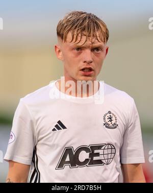 Cove Rangers FC, Balmoral Stadium, Cove, Aberdeen, Großbritannien. 18. Juli 2023. Das ist aus dem Viaply Cup Spiel zwischen Cove Rangers FC und Clyde FC. BILDINHALT - COVE - TYLER MYKTA Kredit: JASPERIMAGE/Alamy Live News Stockfoto