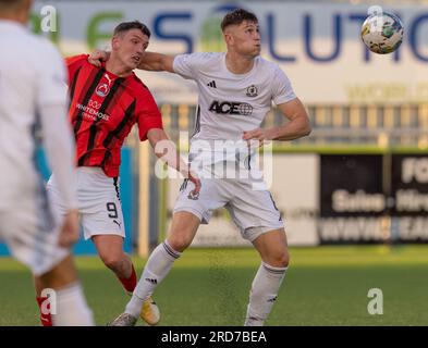 Cove Rangers FC, Balmoral Stadium, Cove, Aberdeen, Großbritannien. 18. Juli 2023. Das ist aus dem Viaply Cup Spiel zwischen Cove Rangers FC und Clyde FC. BILDINHALT - COVE - WILL GILLINGHAM Credit: JASPERIMAGE/Alamy Live News Stockfoto
