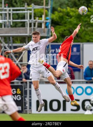 Cove Rangers FC, Balmoral Stadium, Cove, Aberdeen, Großbritannien. 18. Juli 2023. Das ist aus dem Viaply Cup Spiel zwischen Cove Rangers FC und Clyde FC. BILDINHALT - COVE - WILL GILLINGHAM Credit: JASPERIMAGE/Alamy Live News Stockfoto