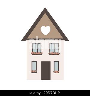 Haus im skandinavischen Stil mit einem Herzen oben. Handgezeichnete HeimIkone im Doodle-Stil. vektor-Konstruktionselement Stock Vektor