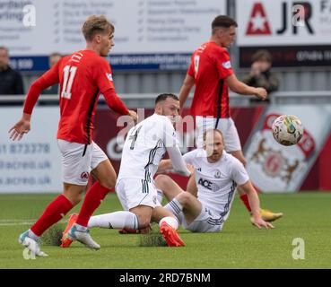 Cove Rangers FC, Balmoral Stadium, Cove, Aberdeen, Großbritannien. 18. Juli 2023. Das ist aus dem Viaply Cup Spiel zwischen Cove Rangers FC und Clyde FC. BILDINHALT - COVE - CONNOR SCULLY Kredit: JASPERIMAGE/Alamy Live News Stockfoto