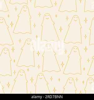 Nahtlose Mustervektor-Halloween-Geisterdarstellung Stock Vektor