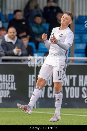 Cove Rangers FC, Balmoral Stadium, Cove, Aberdeen, Großbritannien. 18. Juli 2023. Das ist aus dem Viaply Cup Spiel zwischen Cove Rangers FC und Clyde FC. BILDINHALT - COVE - KYLE CONNELL Credit: JASPERIMAGE/Alamy Live News Stockfoto