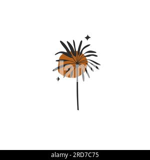 Handgezeichneter Vektor abstrakt Einfache minimalistische Strichkunst Grafik Zeichnen tropische Meereslebewesen Symbolsammlung isoliert. Sommerpalmenstrand modern Stock Vektor