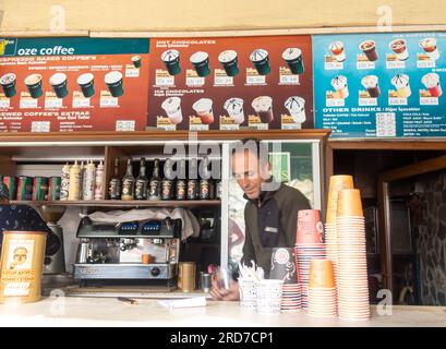 Café-Bar, Kaffeekarte - Café. Cafe Point Sinasos - Mustafapaşa - Kappadokien Stockfoto