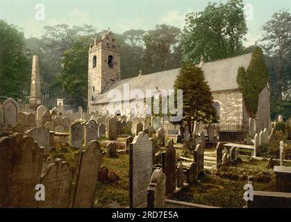 Douglas, Kirk Braddan, Isle of man, Großbritannien, 1895, Historische, digital verbesserte Reproduktion eines alten Photochromdrucks Stockfoto