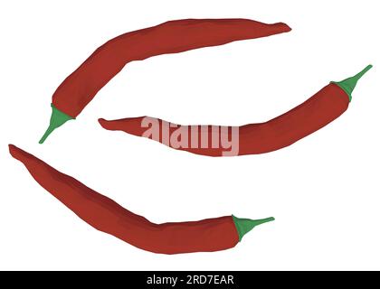 Polygonale rote Chili-Paprika, Poly-Zeichnung, Schlüpfen. Polygonales Bild von Lebensmitteln. Vektordarstellung isoliert auf weißem Hintergrund. 3D. Stock Vektor