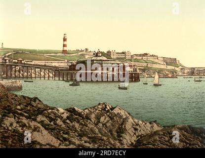 The Hoe, aus Rusty Anchor, Plymouth, Hafenstadt und Einheit in Südwestengland, England, 1895, Historische, digitale verbesserte Reproduktion eines alten Photochromdrucks Stockfoto