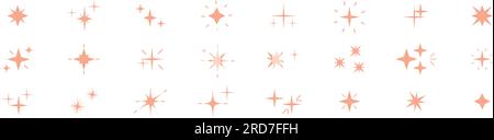 Magische STAR Icons Kollektion. Elemente mit Glitzer, Glanz und Glitzereffekt. Helle und leuchtende Linien. Vektorabbildungen auf weißem Hintergrund isoliert. Stock Vektor