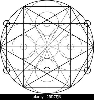 Vektorelemente Für Die Konstruktion Heiliger Geometrien. Diese Religion, Philosophie und Spiritualsymbole. Die Welt der Geometrie mit unseren komplexen Illustrationen. Stock Vektor